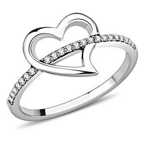 DA164 - Stainless Steel Ring High polished (no plating) Women AAA Grade CZ Clear