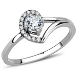 DA165 - Stainless Steel Ring High polished (no plating) Women AAA Grade CZ Clear
