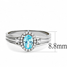 DA166 - Stainless Steel Ring High polished (no plating) Women AAA Grade CZ Sea Blue