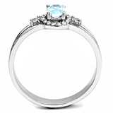 DA166 - Stainless Steel Ring High polished (no plating) Women AAA Grade CZ Sea Blue