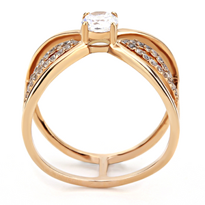 DA169 - Stainless Steel Ring IP Rose Gold(Ion Plating) Women AAA Grade CZ Clear