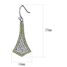 DA174 - High polished (no plating) Stainless Steel Earrings with AAA Grade CZ  in Topaz