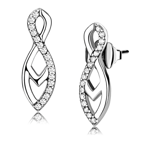 DA176 - Stainless Steel Earrings High polished (no plating) Women AAA Grade CZ Clear