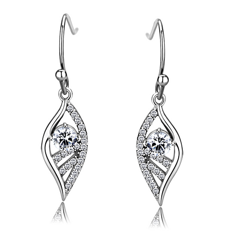 DA178 - Stainless Steel Earrings High polished (no plating) Women AAA Grade CZ Clear