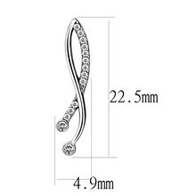 DA184 - High polished (no plating) Stainless Steel Earrings with AAA Grade CZ  in Clear