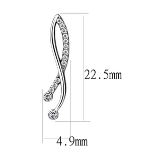 DA184 - High polished (no plating) Stainless Steel Earrings with AAA Grade CZ  in Clear