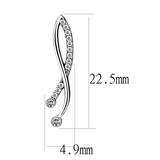 DA184 - High polished (no plating) Stainless Steel Earrings with AAA Grade CZ  in Clear