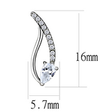 DA185 - High polished (no plating) Stainless Steel Earrings with AAA Grade CZ  in Clear