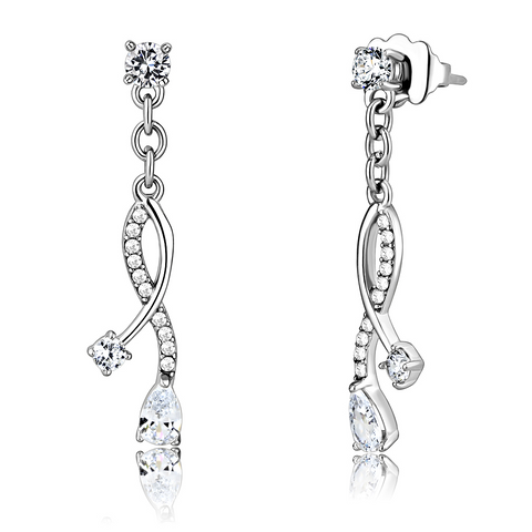 DA190 - Stainless Steel Earrings High polished (no plating) Women AAA Grade CZ Clear