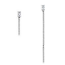 DA202 - High polished (no plating) Stainless Steel Earrings with AAA Grade CZ  in Clear