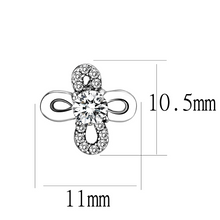 DA206 - High polished (no plating) Stainless Steel Earrings with AAA Grade CZ  in Clear