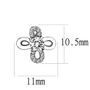 DA206 - High polished (no plating) Stainless Steel Earrings with AAA Grade CZ  in Clear