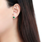 DA211 - Stainless Steel Earrings High polished (no plating) Women Synthetic Emerald