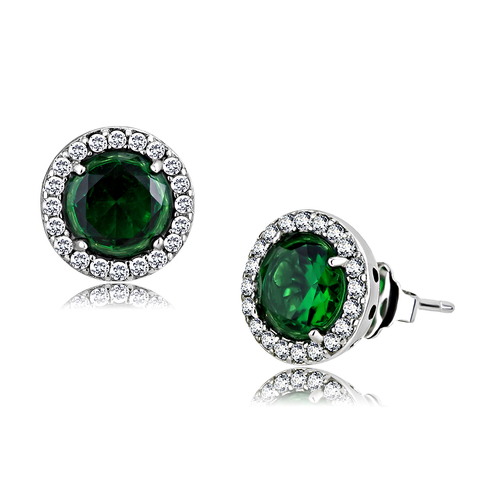 DA211 - Stainless Steel Earrings High polished (no plating) Women Synthetic Emerald