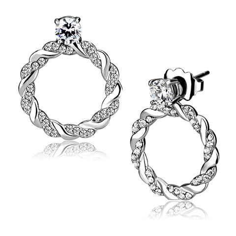 DA217 - Stainless Steel Earrings High polished (no plating) Women AAA Grade CZ Clear