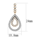 DA227 - Stainless Steel Earrings Two-Tone IP Rose Gold Women AAA Grade CZ Clear