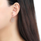 DA227 - Stainless Steel Earrings Two-Tone IP Rose Gold Women AAA Grade CZ Clear