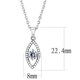 DA228 - Stainless Steel Chain Pendant High polished (no plating) Women AAA Grade CZ Clear
