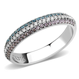 DA232 - Stainless Steel Ring High polished (no plating) Women AAA Grade CZ Multi Color