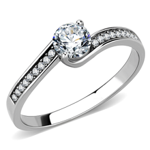 DA233 - Stainless Steel Ring High polished (no plating) Women AAA Grade CZ Clear