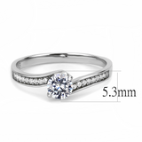 DA233 - Stainless Steel Ring High polished (no plating) Women AAA Grade CZ Clear