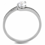 DA233 - Stainless Steel Ring High polished (no plating) Women AAA Grade CZ Clear