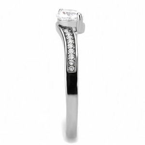 DA233 - Stainless Steel Ring High polished (no plating) Women AAA Grade CZ Clear