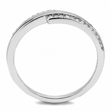 DA234 - High polished (no plating) Stainless Steel Ring with AAA Grade CZ  in Clear