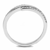 DA234 - High polished (no plating) Stainless Steel Ring with AAA Grade CZ  in Clear
