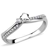 DA236 - Stainless Steel Ring High polished (no plating) Women AAA Grade CZ Clear