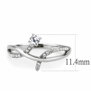 DA240 - Stainless Steel Ring High polished (no plating) Women AAA Grade CZ Clear