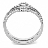 DA242 - Stainless Steel Ring High polished (no plating) Women AAA Grade CZ Clear