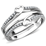 DA242 - Stainless Steel Ring High polished (no plating) Women AAA Grade CZ Clear