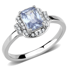 DA246 - Stainless Steel Ring High polished (no plating) Women AAA Grade CZ Light Amethyst