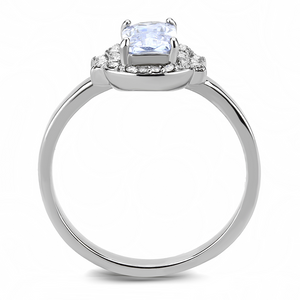 DA246 - Stainless Steel Ring High polished (no plating) Women AAA Grade CZ Light Amethyst