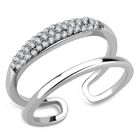 DA247 - Stainless Steel Ring High polished (no plating) Women AAA Grade CZ Clear