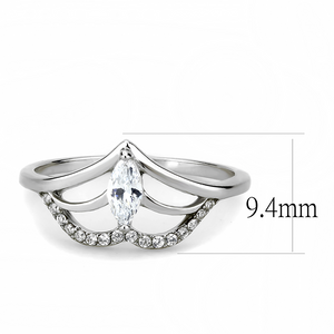 DA248 - Stainless Steel Ring High polished (no plating) Women AAA Grade CZ Clear