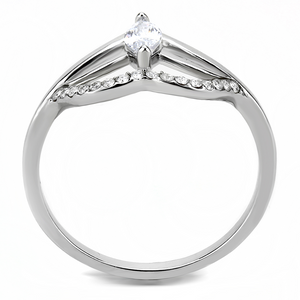 DA248 - Stainless Steel Ring High polished (no plating) Women AAA Grade CZ Clear