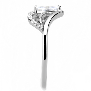 DA248 - Stainless Steel Ring High polished (no plating) Women AAA Grade CZ Clear