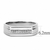 DA251 - Stainless Steel Ring High polished (no plating) Men AAA Grade CZ Clear