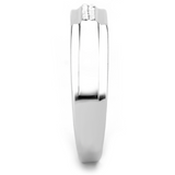 DA251 - Stainless Steel Ring High polished (no plating) Men AAA Grade CZ Clear