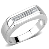 DA251 - Stainless Steel Ring High polished (no plating) Men AAA Grade CZ Clear