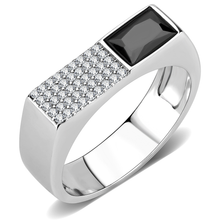 DA252 - Stainless Steel Ring High polished (no plating) Men AAA Grade CZ Black Diamond