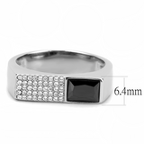 DA252 - Stainless Steel Ring High polished (no plating) Men AAA Grade CZ Black Diamond