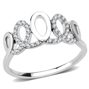 DA258 - Stainless Steel Ring High polished (no plating) Women AAA Grade CZ Clear