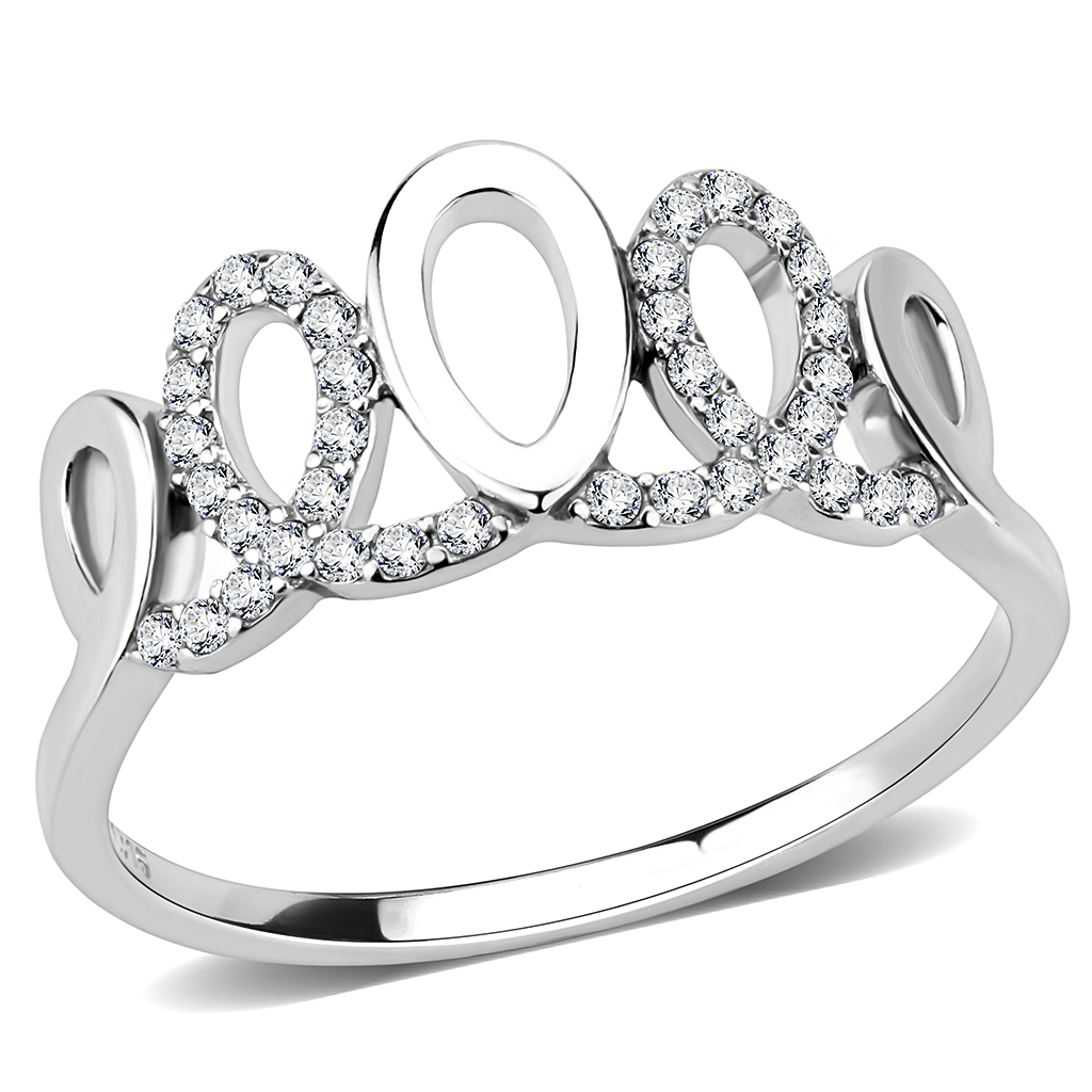 DA258 - Stainless Steel Ring High polished (no plating) Women AAA Grade CZ Clear
