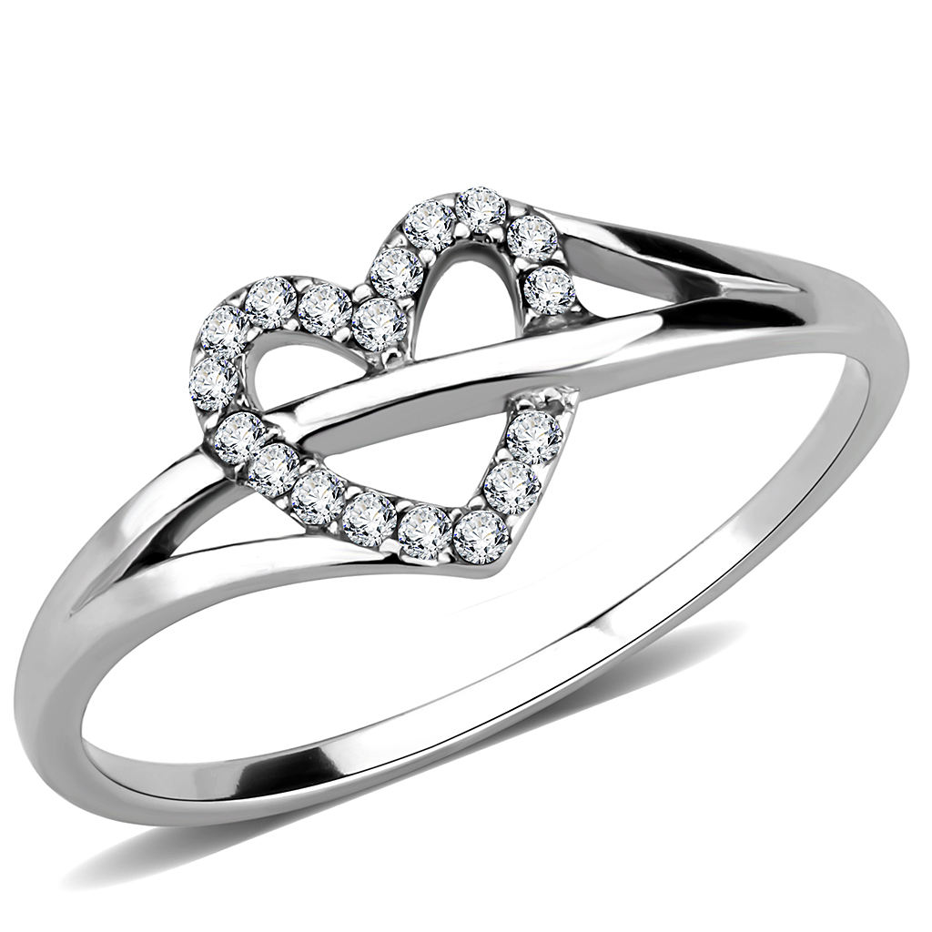 DA259 - Stainless Steel Ring High polished (no plating) Women AAA Grade CZ Clear
