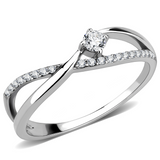DA261 - Stainless Steel Ring High polished (no plating) Women AAA Grade CZ Clear