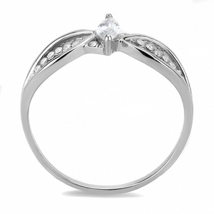 DA262 - Stainless Steel Ring High polished (no plating) Women AAA Grade CZ Clear