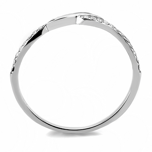 DA263 - Stainless Steel Ring High polished (no plating) Women AAA Grade CZ Clear